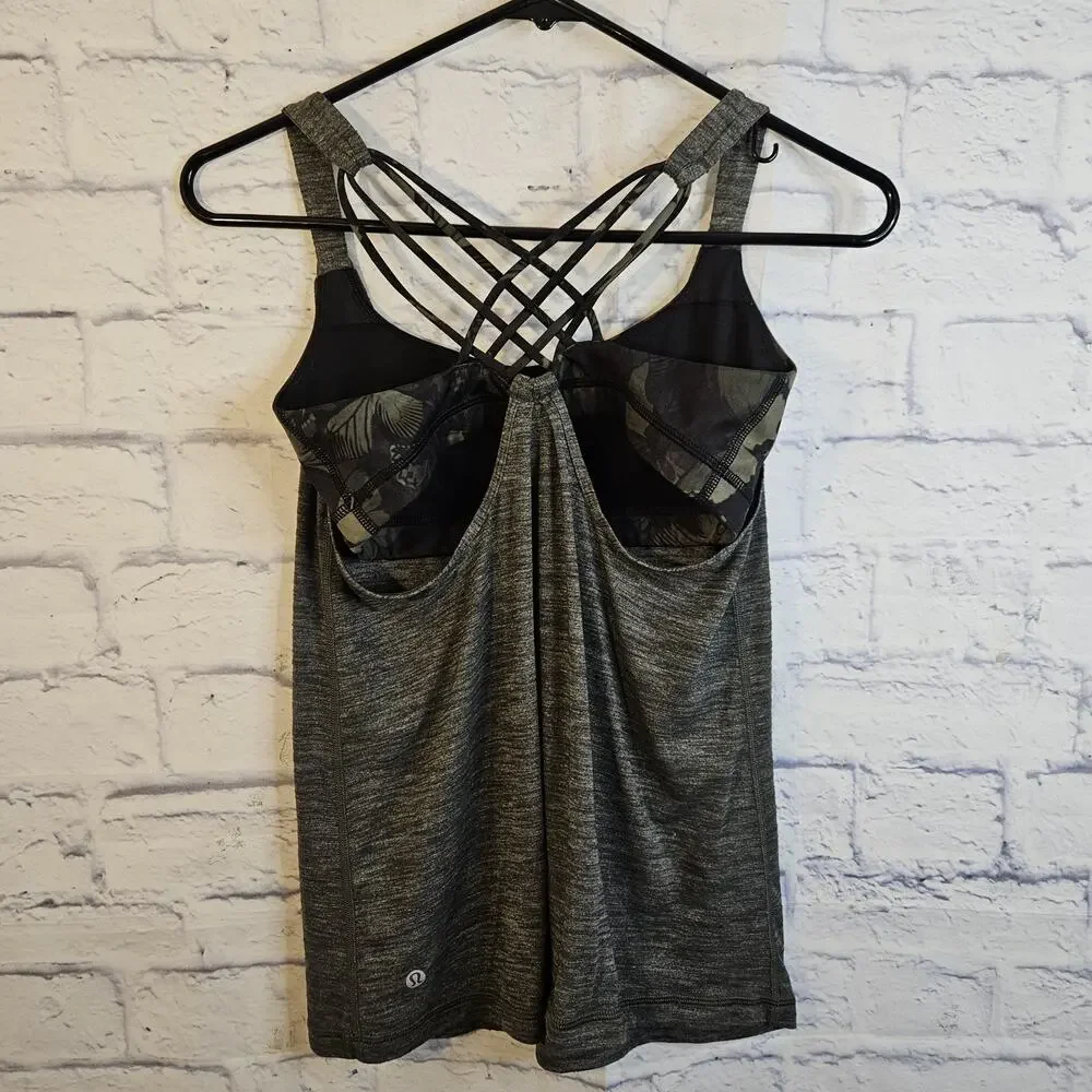 Lululemon Slay The Studio 2-In-1 Tank Gray Marled Athletic Size 4